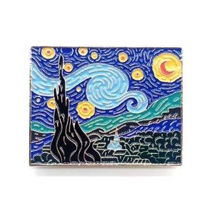 Van Gogh’s Starry Night enamel pin blue gold Art